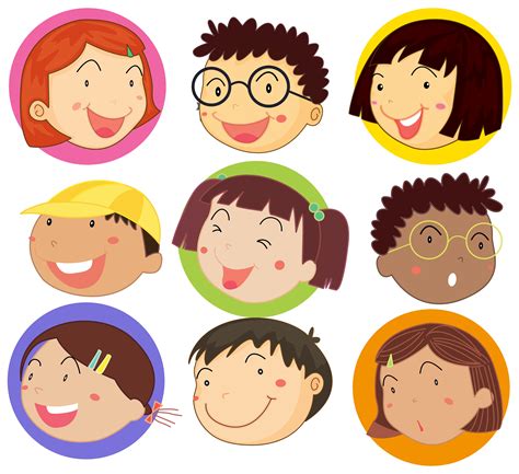 Crianças Com Rosto Feliz Ligado Redondo Emblemas Download