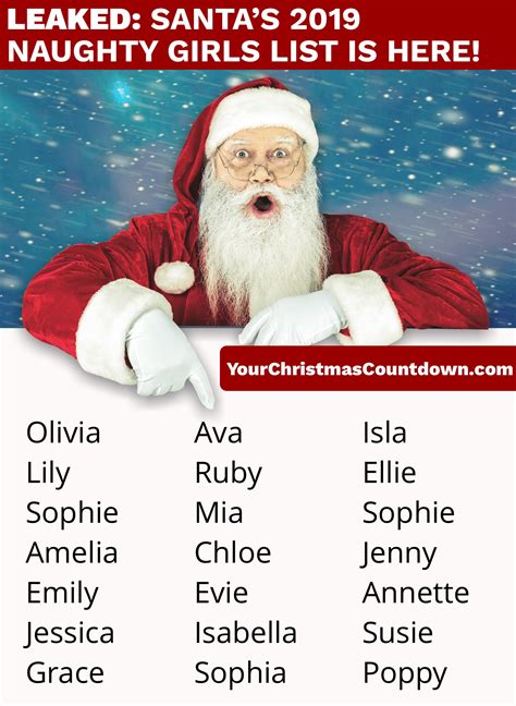 Santas Naughty Girls List For Your Christmas Countdown