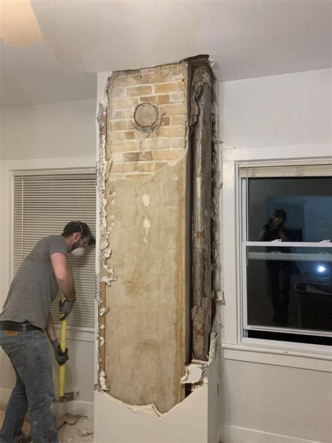 Found An Old Chimney Hidden Behind Drywall And Plaster Sadly It Had To Go But We Salvaged The