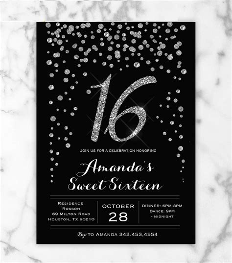 Sweet 16 Invitations Template