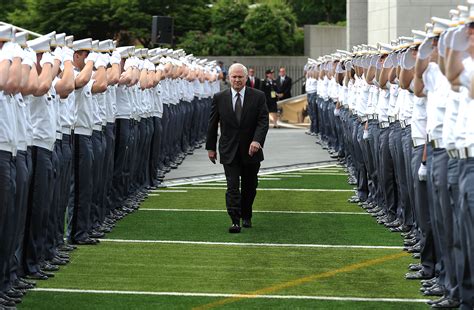 Defense Secretary Robert M Gates Is Saluted By Underclassmen At The