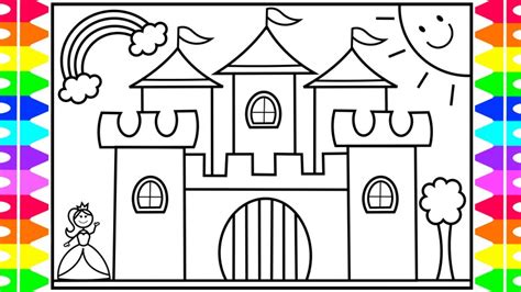 How To Draw A Castle For Kids 💖💜💛castle Drawing For Kids Castle