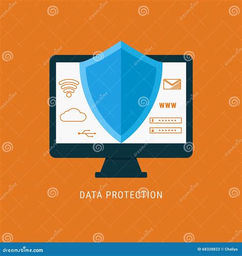 Flat Design Data Security Shield On Computer Protect Sensitive Data