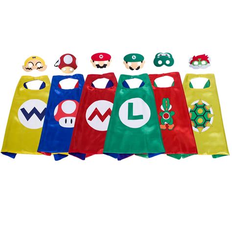 1 Set Kawaii Super Mario Bros Cape Mask Kids Party Cosplay Superman