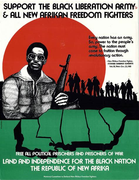 Black Liberation Army Poster With Map Of The Republic Of New Afrika