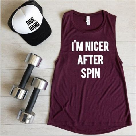 Im Nicer After Spin Spin Class Ay Funny Workout Shirts Workout Clothes Gym Tank Tops