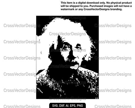 Albert Einstein Scientist Svg Vector Clipart Stencil Etsy