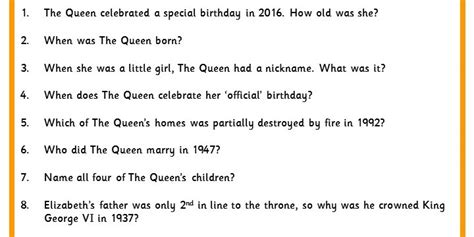 Queen Elizabeth Ii Quiz Classroom Secrets