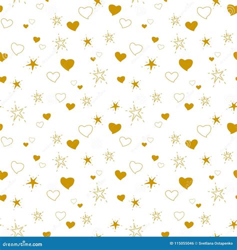Pattern Of Golden Hearts And Stars Stock Illustration Illustration Of