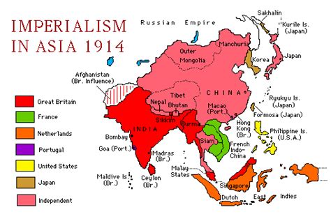 Imperialism In Asia • 1914 Click On Image To Enlarge Asia Map