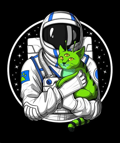 Astronaut Alien Cat Digital Art By Nikolay Todorov Fine Art America