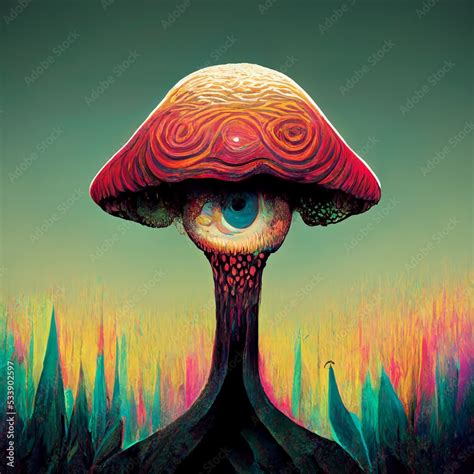 Abstract Trippy Mushroom Art Concepts Psychedelic Effect And