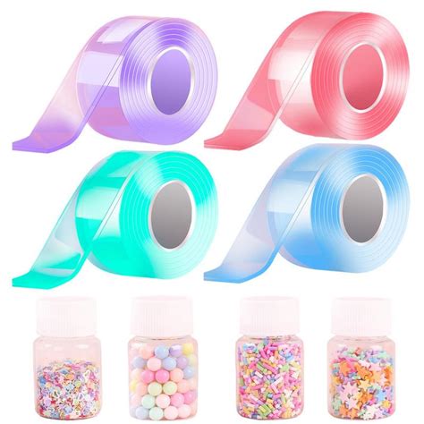 Adhesive Blowable Bubble Tapes Colorful Glitter Double Sided High