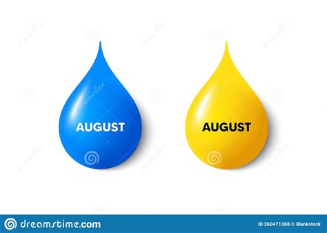 August Month Icon Event Schedule Aug Date Paint Drop 3d Icons Vector