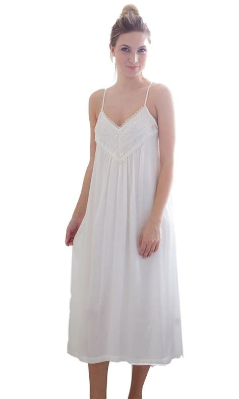 Cottonreal Luxury 100 Silk Ivory Strappy Nightdress Night Dress
