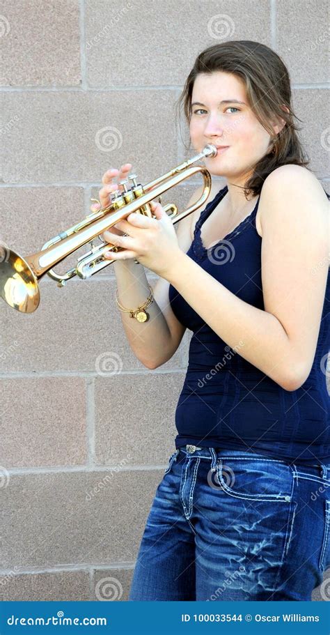 Female Trumpet Player Stock Photo Image Of Instrument 100033544