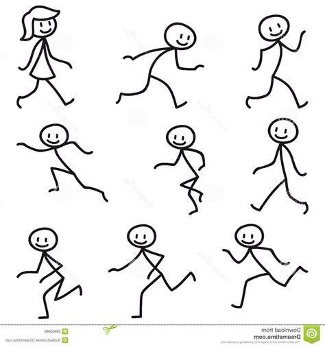 Cartoon Hand Drawn Stick Man In Different Poses Vector Set Cartoon D29