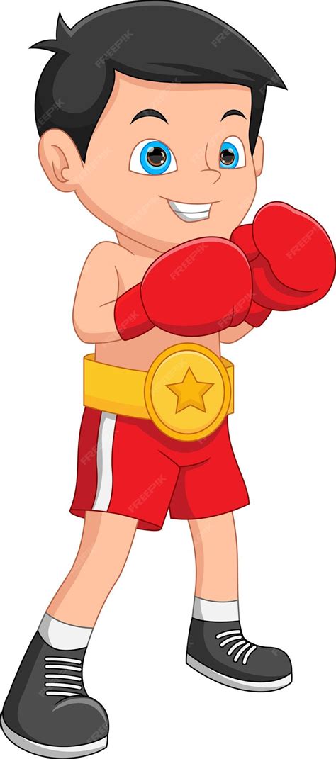 Premium Vector Cute Boy Boxing Cartoon On White Background