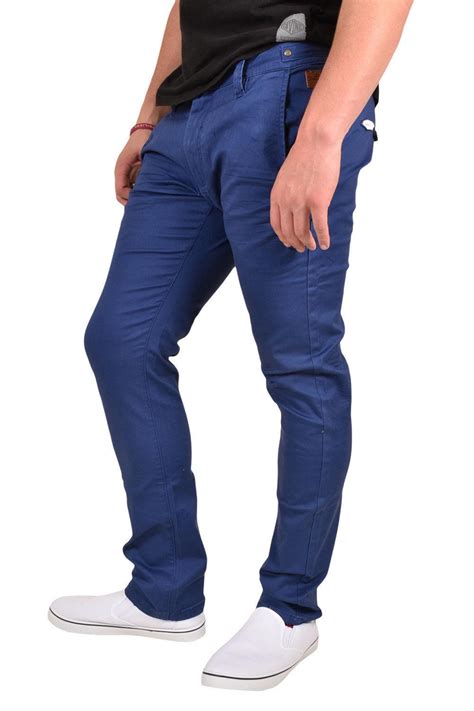 Mens Chino Jeans Regular Fit Stretch Cotton Rich Twill Trousers Casual