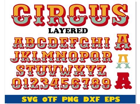 Circus Font Svg Layered Circus Font Otf Circus Fontpng Etsy Uk