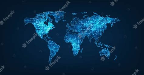 Premium Vector World Map On Dark Blue Color Background