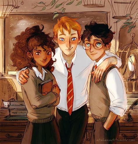 The Golden Trio By Natellos Art Harry Potter Fan Art Harry Potter