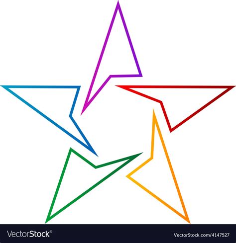 Abstract Rainbow Thin Star Design Element On White