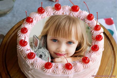 Photo Collage On Happy Birthday Cherry Cake Pic Birthday Cake With