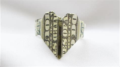 Money Ring Heart Origami Dollar Tutorial Diy Youtube