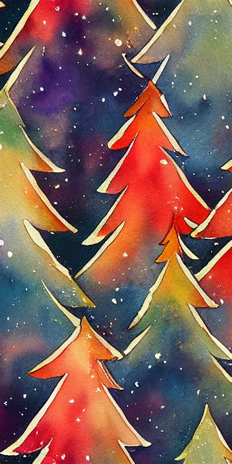 Watercolor Christmas Tree Seamless Pattern