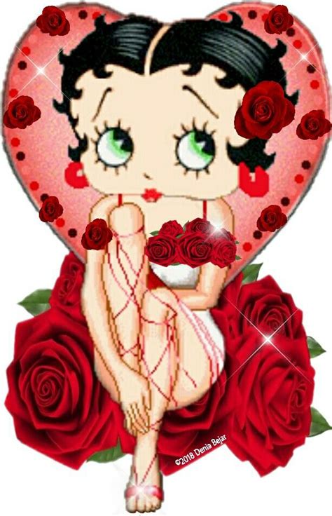 Sexy Betty Boop Con Rosas Rojas Y Corazón Betty Boop Art Betty Boop