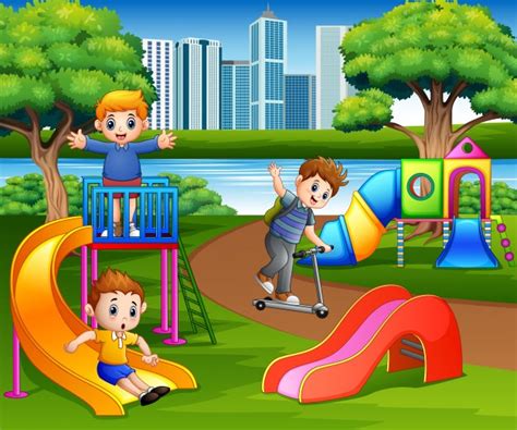 Premium Vector Happy Children Playing In The School Playground