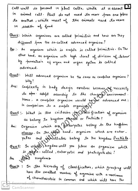 Diversity In Living Organisms Class 9th Science Handwritten Notes