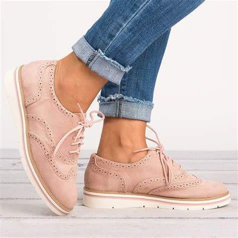 Lace Up Perforated Oxfords Oxford Shoes Lace Up Flats Womens