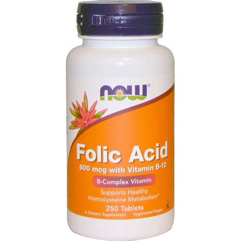 Free standard shipping applies to orders $50+. Now Foods, Folic Acid with Vitamin B-12, 800 mcg, 250 ...
