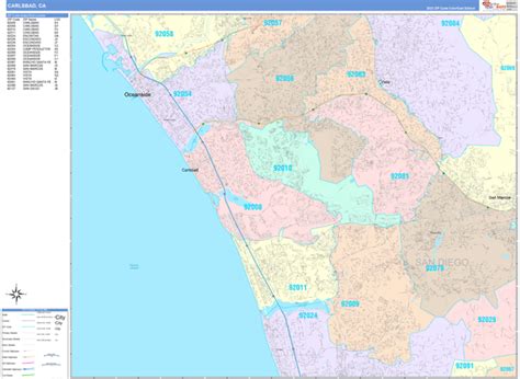 Carlsbad California Wall Map Color Cast Style By Marketmaps Mapsales