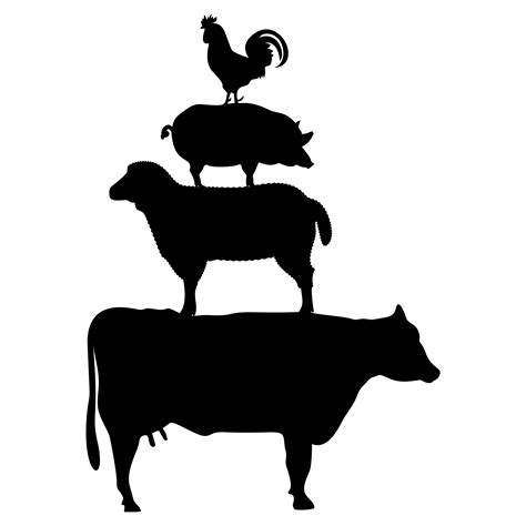 Stacked Farm Animals Silhouette Art Horse Silhouette Animal Silhouette