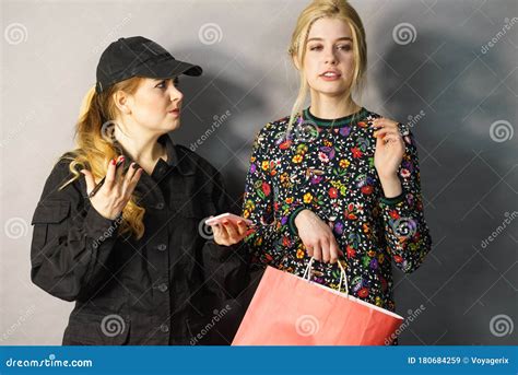 Security Guard And Shoplifter Stock Image Image Of Security Girl 180684259