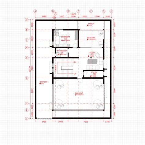Residential Modern Villa 2 Architecture Plan With Floor Plan Metric