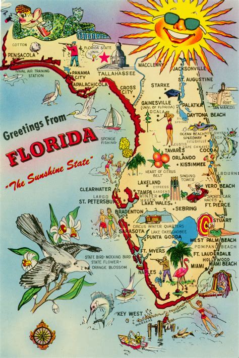 Florida Memory Map Of Florida Pointing Out Various Tourist Attractions