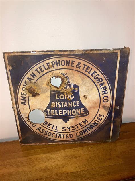 Antique Porcelain Sign American Telephone And Telegraph Bell System
