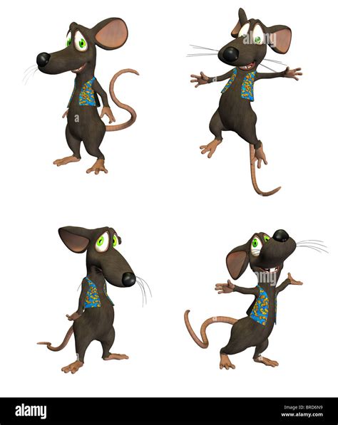 Illustration Of Cartoon Mouse In A Pack With Four 4 Different Poses