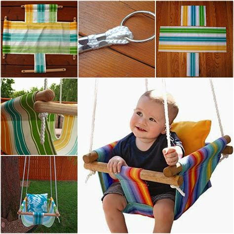 Gardenplansfree designed this awesome swing stand that is the perfect choice for a bench swing. DIY Hammock-Type Baby Swing with instructions - Handy DIY
