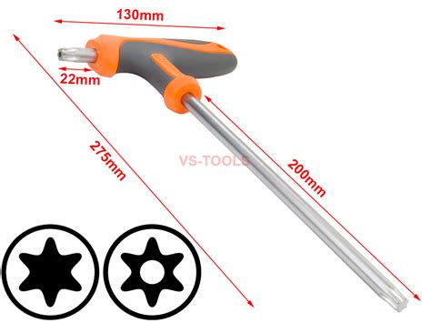 T50 T Handle Torx Security Pin 6 Point Star Key Crv Screwdriver