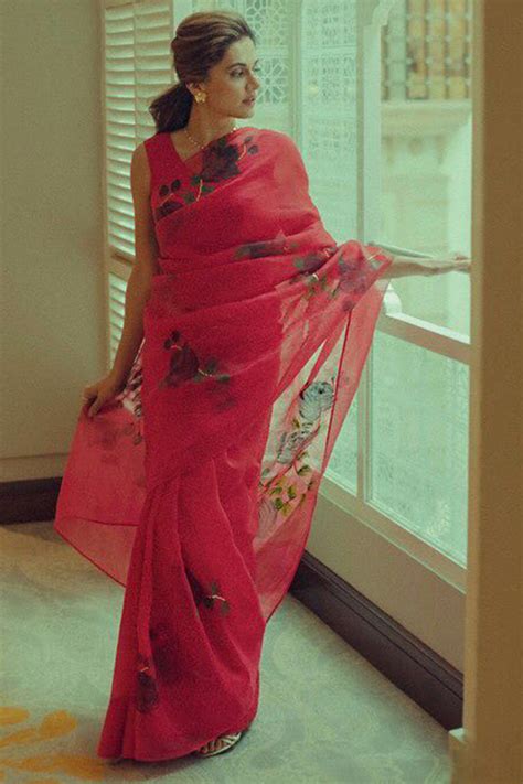 Taapsee Pannu Promoted Haseen Dillruba In A Red Floral Organza Sari By
