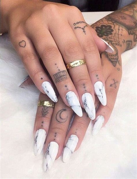 Marble Stiletto Nails Nail Art White Nails Summer Nails Stiletto