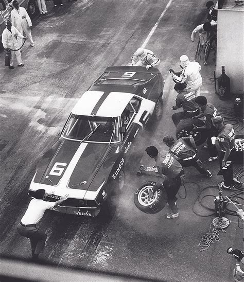 Mark Donohue In The Pit For New Tires On His Penske Javelin Amx That