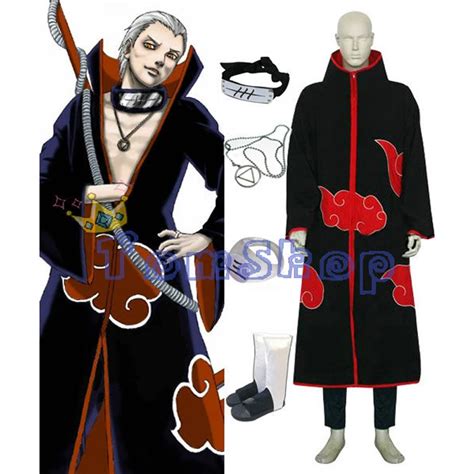 Anime Naruto Akatsuki Hidan Cosplay Costume 5 In 1 Combo Set Cloak