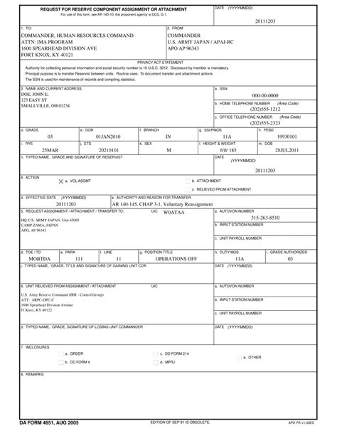 Da Form 4651 Fill Out And Sign Online Dochub