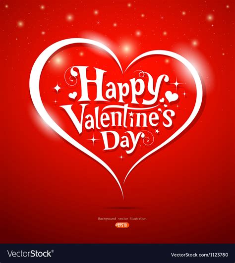 Happy Valentine Day Lettering Greeting Card Vector Image